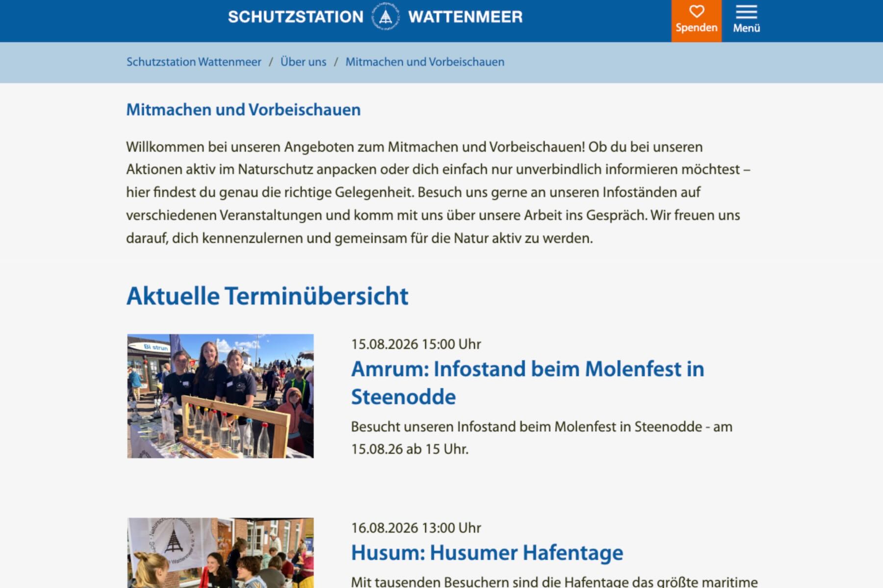 Bildschirmfoto des Kalenders Bildschirmfoto des Kalenders